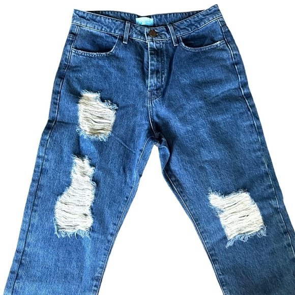 Show Me Your Mumu Brooklyn High Waist Distressed Raw Hem Jeans Size 29 - Picture 4 of 7